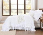 Fluffy White Queen Comforter Set with Ruffles