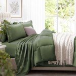 Olive Green Queen Comforter Set - 7 Pieces