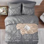 Grey Queen Pintuck Comforter Set - 7 Pieces