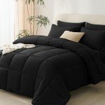 CozyLux 7-Piece Queen Comforter Bed Set - Black