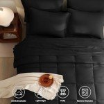 CozyLux 7-Piece Queen Comforter Bed Set - Black