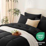 CozyLux 7-Piece Queen Comforter Bed Set - Black