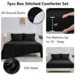 CozyLux 7-Piece Queen Comforter Bed Set - Black