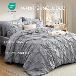 Grey Queen Pintuck Comforter Set - 7 Pieces