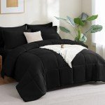 CozyLux 7-Piece Queen Comforter Bed Set - Black