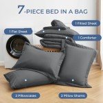 Sasttie 7-Piece Queen Comforter Set in Grey