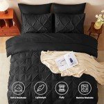 CozyLux 7-Piece Queen Comforter Set - Black