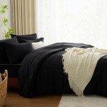 CozyLux 7-Piece Queen Comforter Bed Set - Black