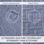 Blue Queen Bed Quilt Set - Modern Coin Pattern