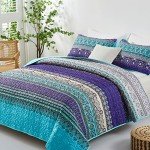 Boho King Size Quilt Set in Blue Purple