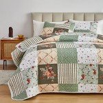 Green Floral Patchwork Quilt Set - Full/Queen Size