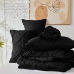 CozyLux 7-Piece Queen Comforter Set - Black
