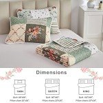 Green Floral Patchwork Quilt Set - Full/Queen Size
