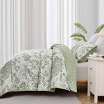 Sage Green Botanical Queen Quilt Set - 3 Pieces