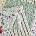 Green Floral Patchwork Quilt Set - Full/Queen Size