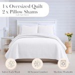 Bright White King Quilt Set with 2 Shams