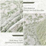 Sage Green Botanical Queen Quilt Set - 3 Pieces