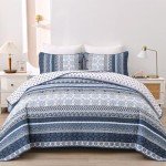 Navy Blue Boho Quilt Set - Queen Size