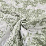 Sage Green Botanical Queen Quilt Set - 3 Pieces