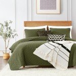 Green King Size Quilt Bedding Set with Shams