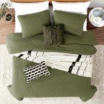 Green King Size Quilt Bedding Set with Shams