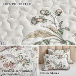 Beige Floral Reversible Quilt Set for Full/Queen