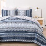 Navy Blue Boho Quilt Set - Queen Size