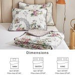 Beige Floral Reversible Quilt Set for Full/Queen
