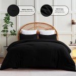 CozyLux Black Queen Comforter Set, 3 Pieces