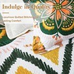 Boho Floral King Size Quilt Set with Shams