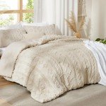 Boho Tufted Queen Comforter Set - Beige 3 Pieces
