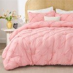 Pink Boho Pintuck Queen Comforter Set - 3 Pieces