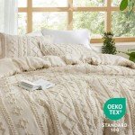 Boho Tufted Queen Comforter Set - Beige 3 Pieces