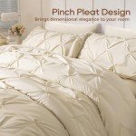Sasttie Queen 7-Piece Pintuck Bed Set, Beige