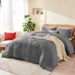 YOOHU Gray Queen Comforter Set with Pillowcases