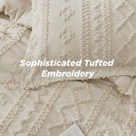 Boho Tufted Queen Comforter Set - Beige 3 Pieces