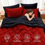 MUXHOMO 7-Piece Reversible Queen Comforter Set