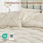 Sasttie Queen 7-Piece Pintuck Bed Set, Beige