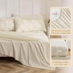 Sasttie Queen 7-Piece Pintuck Bed Set, Beige
