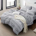 Grey Striped 7-Piece Full Comforter Set