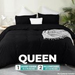 Utopia Bedding Queen Duvet Cover Set - Black