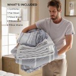 Grey Striped 7-Piece Full Comforter Set