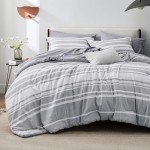 Grey Striped 7-Piece Full Comforter Set