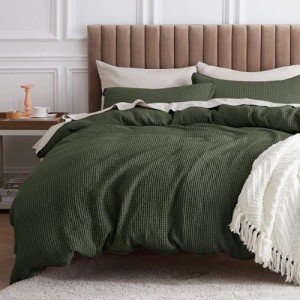 Olive Green Cotton Duvet Cover King Set