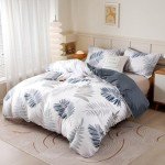 Leaf Pattern Cotton Duvet Cover Set - 3 Pieces