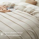 Beige Pleated Queen Duvet Cover Set, 3PCS