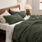 Olive Green Cotton Duvet Cover King Set