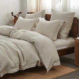 Linen Duvet Cover Set with Embroidery - King