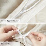 Beige Pleated Queen Duvet Cover Set, 3PCS