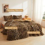 Cheetah Print Faux Fur Bedding Set, 3 Pieces